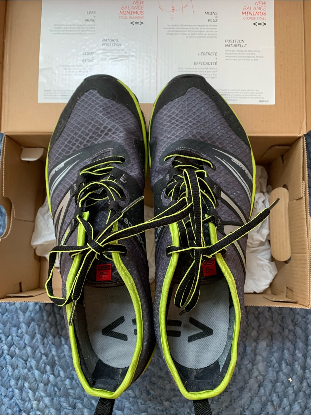 New Balance Men's Gray and Neon Green Running Sneakers